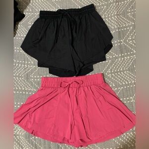 Altar’d State AS Revival Silky Flowy Flutter Shorts Size Medium Pink Black